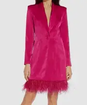 Aidan Mattox Womens Pink Feather Hem Tuxedo Sheath Dress Size 8