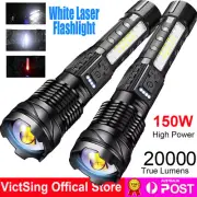 Led Flashlight Rechargeable Torch 20000LM Outdoor Zoom Camping Floodlight 1500m