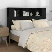 Wooden Headboard Cabinet Bed Storage Shelf Rack Head Bedhead Black Double 180cm