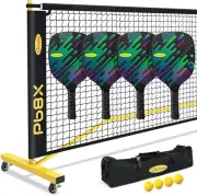 Pickleball Net Pickleball Set with Net 4 Paddles Outdoor Driveway Pickle Ball...