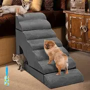 Foam Dog Stairs & Steps Ramps for High Beds 30-36 inches High Tall, LitaiL 7 Step Pet Stairs Steps for High Beds 30 inch Large Dogs, Non-Slip Dog Ramps for Small Dogs, for Older Cats