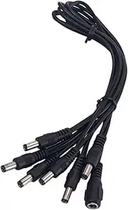 HAMPPLIES 6-way Power Cord Extension Black Power Board Adapter for Guitar Pedals