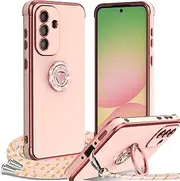 Case for Samsung Galaxy A56 with Strap, Mobile Phone Chain Heart Ring Stand Mobile Phone Case with Cord for Women Girls Shockproof Anti-Scratch Protective Case with Cord for Samsung Galaxy A56 Case