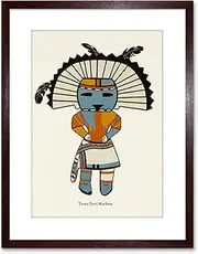 Pueblo Indian Spirit Kachina Sun Zuni Priest Framed Wall Art Print