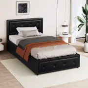 ALFORDSON Bed Frame King Single Gas Lift Storage Base Black