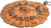 Viking Rune Set Includes a Premium Leather Divination Mat with Instruction Booklet & Handmade Authentic Ox Bone Elder Futhark runestone Pieces Gift for Men and Women…