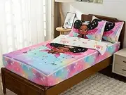 NTBED Rainbow Printed Zipper Bedding Sets Twin Lightweight Microfiber African Girl Comforter Set with Fitted Sheet Pillow Covers,Multi