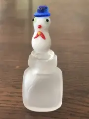 A Very Cute Mini perfume bottle With Snowman Glass Stopper,New