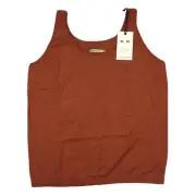 RM Williams Women's Tieri Knit Singlet Rust Brown Cotton Cashmere Blend Size 16