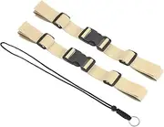uxcell Backpack Chest Strap Set, 2 Pack Polyester Webbing Adjustable Replacement Strap with Quick-Release Buckle & Anti-lost Lanyard for Bag Outdoor Hiking Cycling, Light Yellow