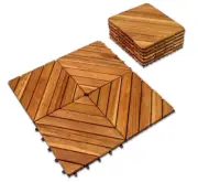 Interlocking Deck Tile (Pack of 10, 12"X12") Acacia Hardwood Deck Tile, Interloc