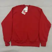 New VTG Jerzee Red Men Blank USA 50/50 Crew Sweater Sweatshirt-MED-0810