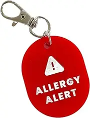 [Haven Print Co.] Allergy Alert Keychain, Allergy Charm, Emergency Information Keychain, Bright Red, Medical Alert, Red, Small