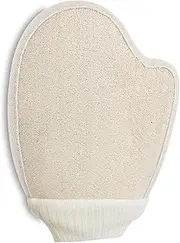 OWIIZI Natural Loofah Exfoliating Body Scrubber, Bath Loofa Scrub Exfoliator Mitten Glove Shower Luffa Sponge Pad for Men Women Elderly (1 Pcs, Double-Sided)