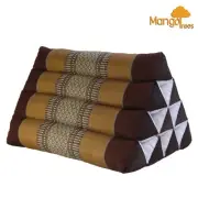 MANGO TREES Thai Triangle Pillow Backrest Cushion Kapok Filled Brown
