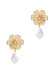 Soru Jewellery Florissima 24kt Gold-plated Drop Earrings - Pearl ONE SIZE