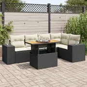 Garden Sofa Set with Cushions Modular Sofa 6 Piece Black Poly Rattan vidaXL