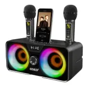 Karaoke Machine for Adults and Kids with 2 UHF Wireless Microphones,Portable ...