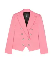 Coin-engraved double-breasted blazer 12,14Y Pink