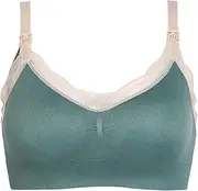 [Bestgift] Women's Seamless Lace Edge Wireless Pad Nursing Bra
