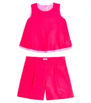 [Il Gufo] Il Gufo Cotton-blend top and shorts set Y 10 red