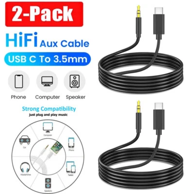 2X Type C to AUX 3.5mm Audio Cable Adapter For Samsung A54 A34 A52 A32 A12 A03s