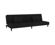 vidaXL 2-Seater Sofa Bed with Two Pillows Black Velvet