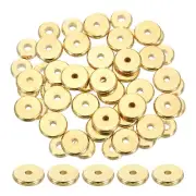 25 Pcs Brass Spacer Beads, 10mm Flat Round Beads Metal Heishi Bead, Gold