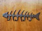 Cast Iron Rustic Fish Bone Hat /Towel/Coat Hanger Hooks Garden Decor 35cm