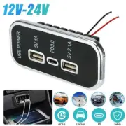 QC3.0 Car Fast Charger Socket PD Type-C Ports USB Power Adapter Outlet 12V 24V (for: Smart)