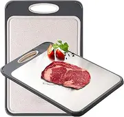 Cutting Board for Kitchen 40X27cm Double Sided 304 Stainless Steel Chopping Board Food-Grade Wheat Straw Material
