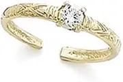 [JewelryWeb] 14ct Yellow Gold Pattern Band CZ Cubic Zirconia Simulated Diamond-Cubic-Zirconia toe ring