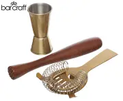 3pc Barcraft Cocktail Drinks Maker Tool/Accessories Set Jigger/Muddler/Strainer