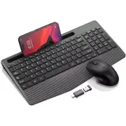 Wireless Keyboard and Mouse Combo Ergonomic Keyboard with Wrist Rest Phone Ho...