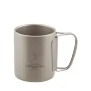 CAPTAIN STAG Outdoor Cup Titanium Double Mug 220ml Folding Handle Lightweight