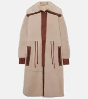 [Bogner] Bogner Gritt suede-trimmed shearling coat AU 10 beige