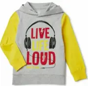 Wonder Nation Boys Long Sleeve Pullover Hoodie 'Live Life Loud' Size XS 4-5, NWT