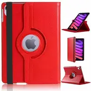 For Apple iPad Mini 7 8.3" 2024 /Mini 6 / 6th Gen Generation 2021 360 Degree Rotating Flip Leather Stand Smart Auto Sleep /Wake Case Cover (Red)