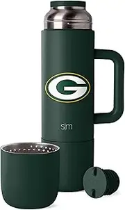 Simple Modern Officially Licensed NFL Green Bay Packers 36oz Insulated Hot Beverage Bottle with 2 Mugs | Coffee Thermos | Twist and Pour Top | Travel Friendly | Roam Collection | Green Bay Packers