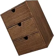 Portable Storage Wooden 3 Tier Desktop Storage Box for and Jewelry Office Desk Organizer with Tray Vanity and Locker Drawer Container for Supplies