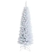 Costway 2.1M PVC Christmas Pine Tree Leafty Unlit Xmas Slim Decor White