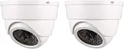 uxcell Fake Security Camera Dummy Dome CCTV with Blinking Red LED Warning Light for Home Outdoor Indoor White 2pcs