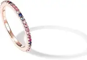 [PAVOI] 14K Gold Plated Sterling Silver Colored CZ Stones Stackable Ring | Simulated Diamond Eternity Bands for Women