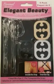 Elegant Beauty Deluxe Bra Accessory Kit - 2 Clear Bra Straps & 4 Bra Clips
