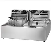 Deep Fat Fryer, Electric Deep Fryer Commercial Deep Fryer with Basket 6-12l Capacity Adjustable Temperature and Timer Stainless Steel with Lid Suitable for Home/Commercial/Camping/Outdoor