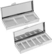 Beaupretty Large Capacity Metal Pill Box Travel Medicine Organizer 2 Small Containers Stylish for On-the-go