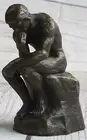 Art Deco Detailed Desktop Thinker by Augustine Rodin Bronze Sculpture Bronze Art
