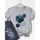 women t shirt top cute print summer clothes gray basic tee