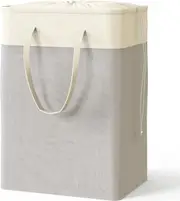 Grey Collapsible Laundry Hamper Basket - Terylene Cotton Rectangle