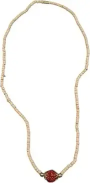 Tulsi Mala Prayer Necklace with 5 Mukhi Rudraksha Bead, Holy Basil Wood Chain